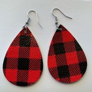 ‼️5/$20 Faux Leather Dangle earrings Plaid